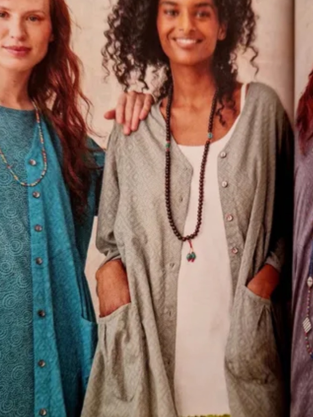 Gudrun Sjoden gray printed button front tunic top